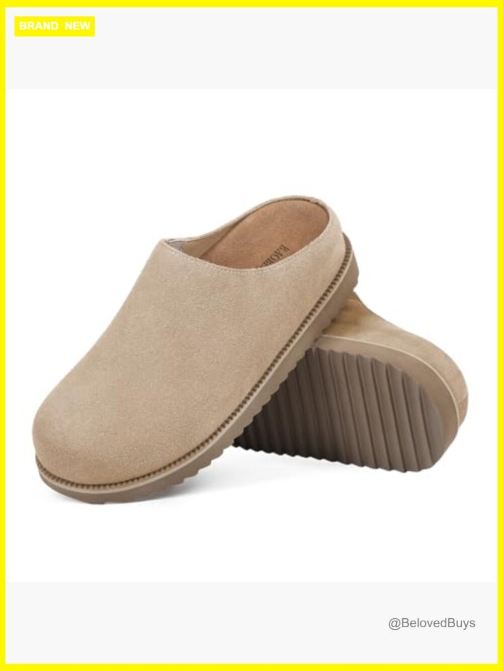 Genuine Suede Platform Clogs Arch Support Mules Slip On Round Toe - Picture 4 of 6